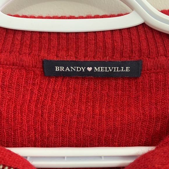Brandy Melville zip-up red collard sweater - Picture 3 of 3